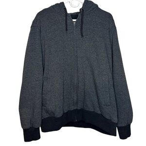Mossimo Sherpa Lined Hoodie | Men's XL Charcoal Warm Zip-Up Jacket